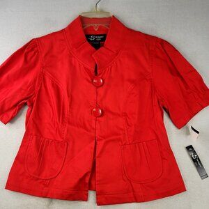 Vintage Sharagano Short Sleeves Jacket M Red Twee Retro Tomato Girl Romantic 90s